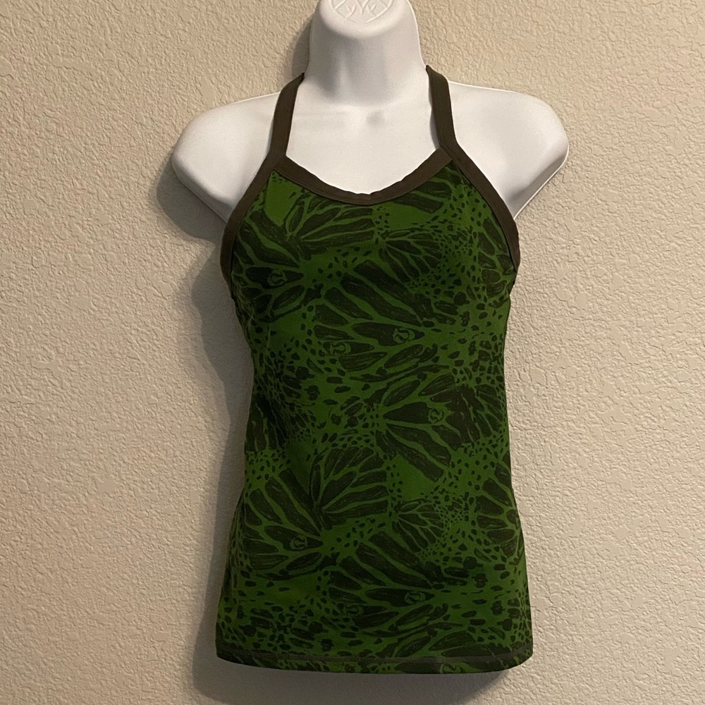 Lululemon Women’s Green Power Y Tank Top Bra Left Print 4